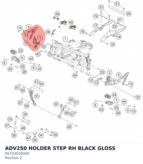 Diagram preview: ADV250 HOLDER STEP RH  BLACK GLOSS (95703039000)