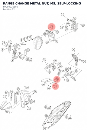 Diagram preview: RANGE CHANGE METAL NUT, M5, SELF-LOCKING (69008021180)