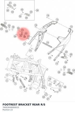 Diagram preview: FOOTREST BRACKET REAR R/S (7600304900001S)