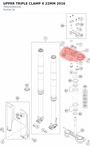 Diagram preview: UPPER TRIPLE CLAMP X 22MM 2016 (7900103402230)