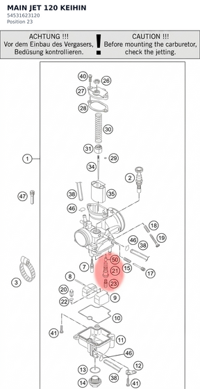 Diagram preview: MAIN JET 120 KEIHIN (54531623120)