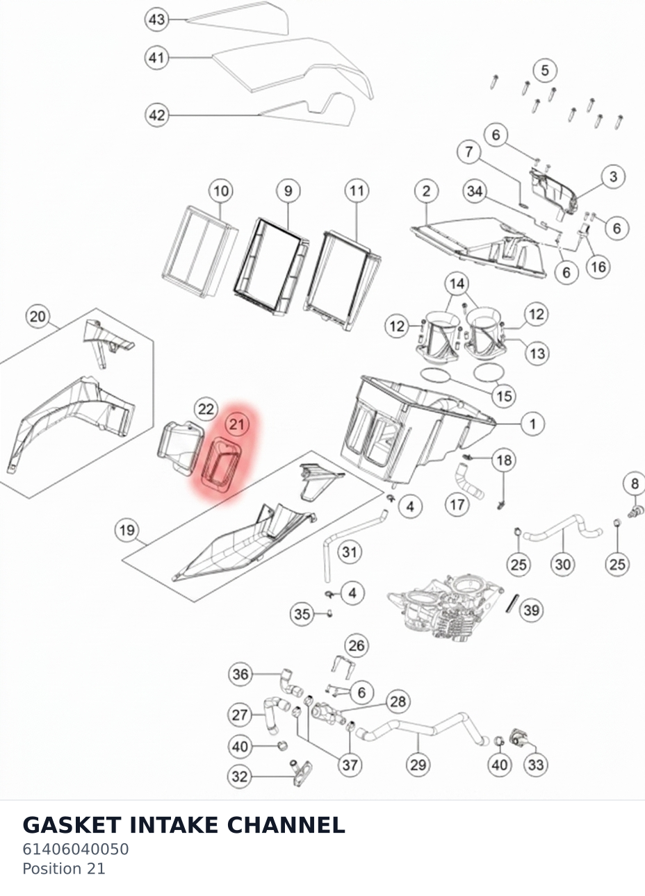 Diagram preview: GASKET INTAKE CHANNEL (61406040050)