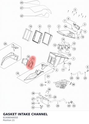 Diagram preview: GASKET INTAKE CHANNEL (61406040050)