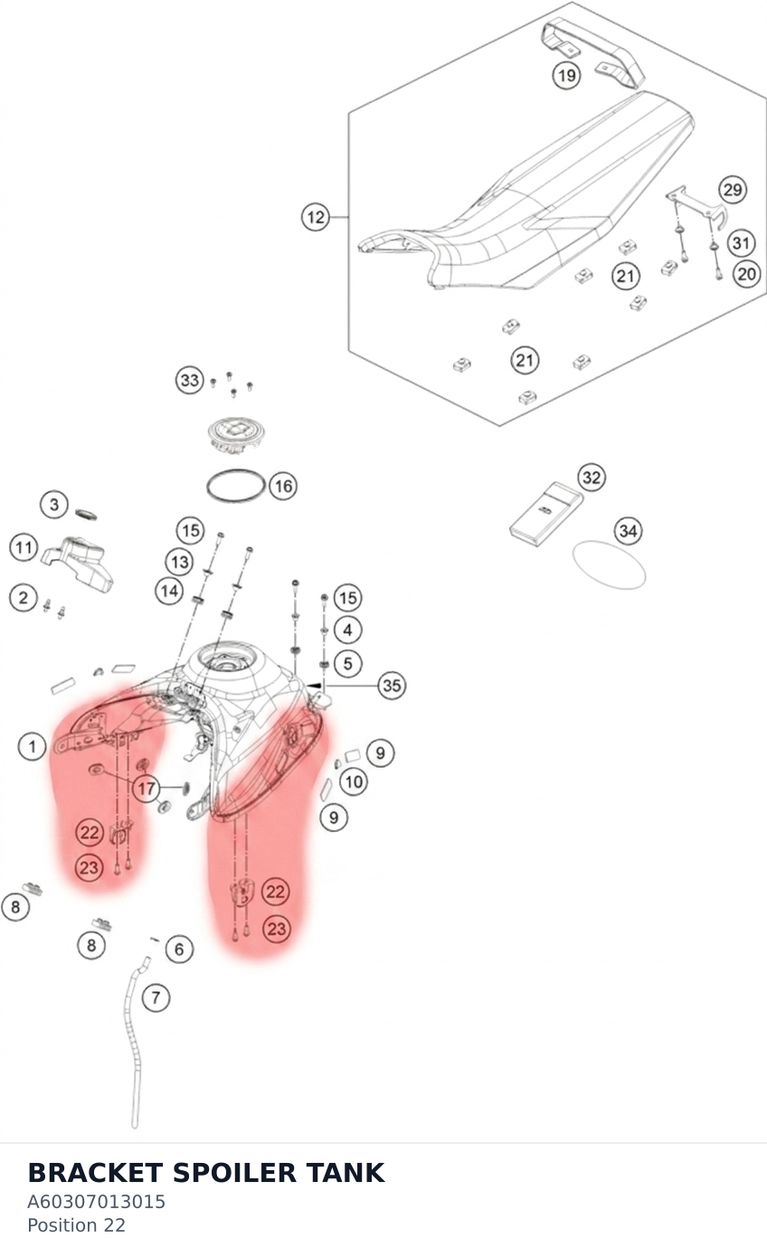 Diagram preview: BRACKET SPOILER TANK (A60307013015)