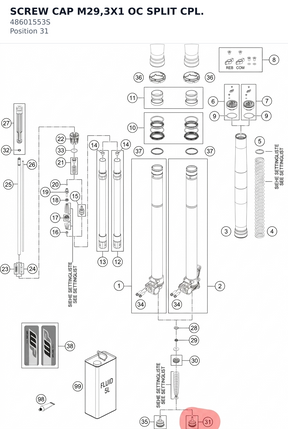 Diagram preview: SCREW CAP M29,3X1 OC SPLIT CPL. (48601553S)