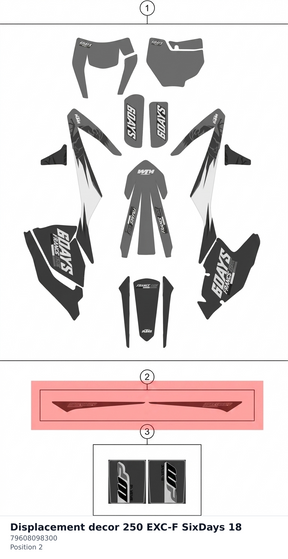 Diagram preview: Displacement decor 250 EXC-F SixDays 18 (79608098300)