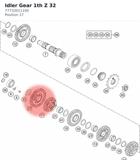 Diagram preview: Idler Gear 1th Z 32 (77733011100)
