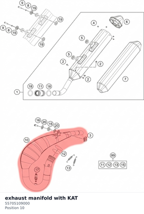 Diagram preview: exhaust manifold with KAT (55705109000)