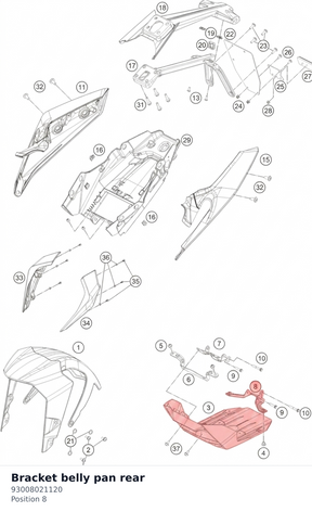 Diagram preview: Bracket belly pan rear (93008021120)