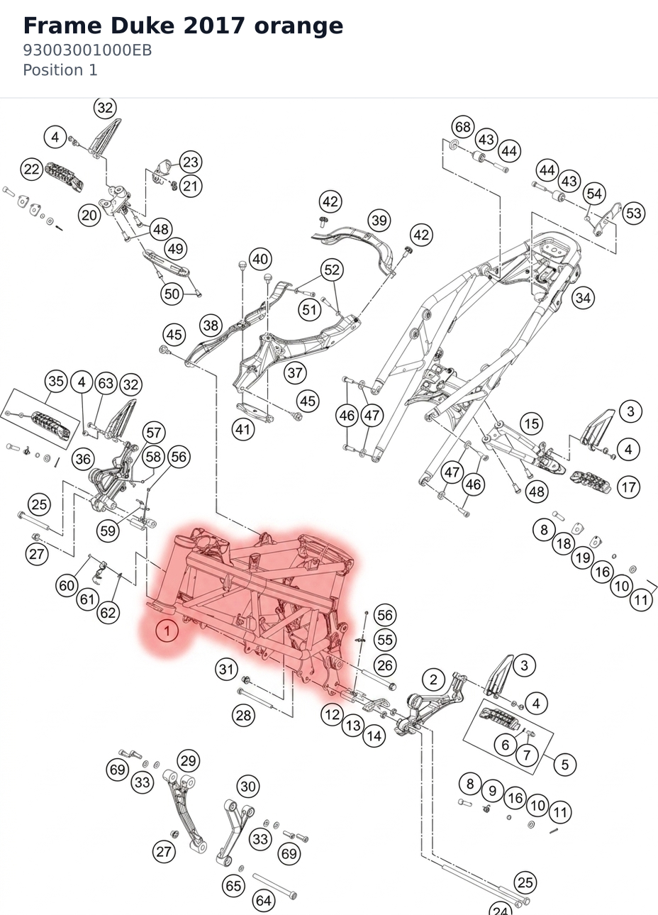 Diagram preview: Frame Duke 2017 orange (93003001000EB)