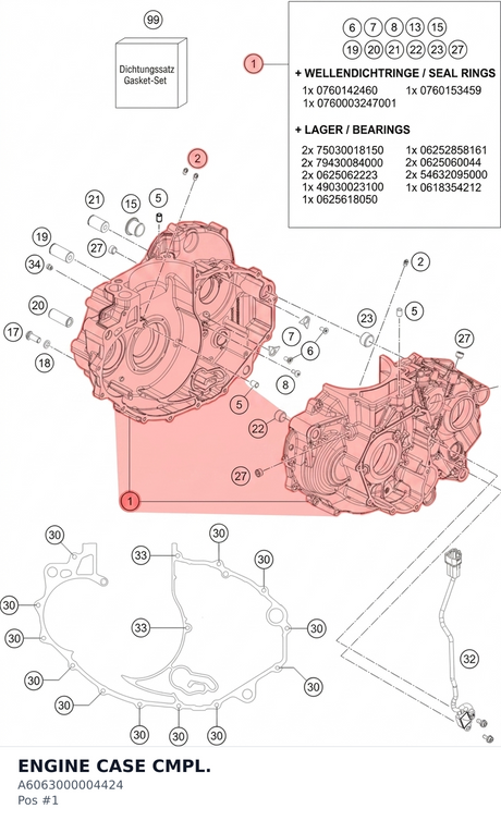 Diagram preview: ENGINE CASE CMPL. (A6063000004424)