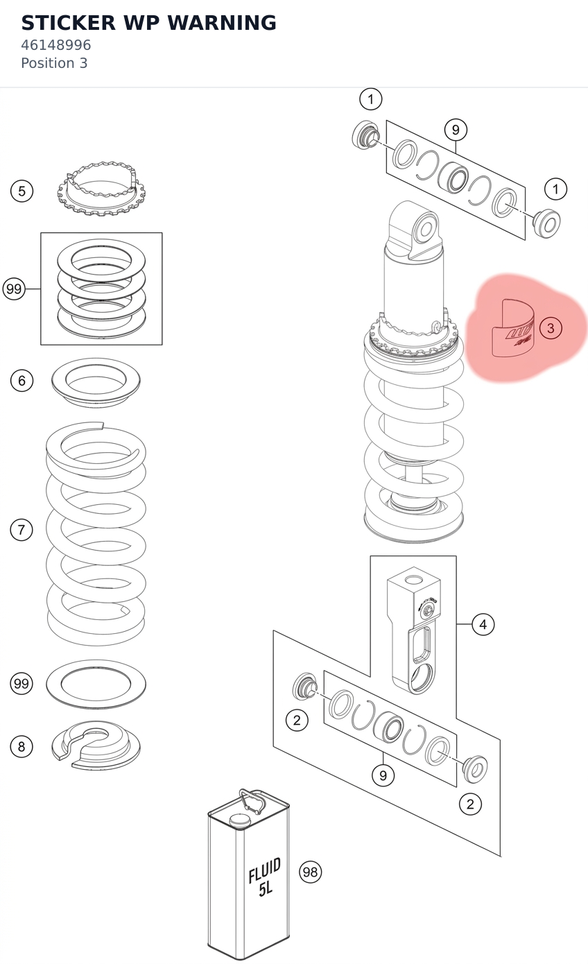 Diagram preview: STICKER WP WARNING (46148996)