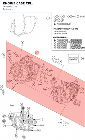 Diagram preview: ENGINE CASE CPL. (76730000133)