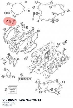 Diagram preview: OIL DRAIN PLUG M10 WS 13 (46030021100)