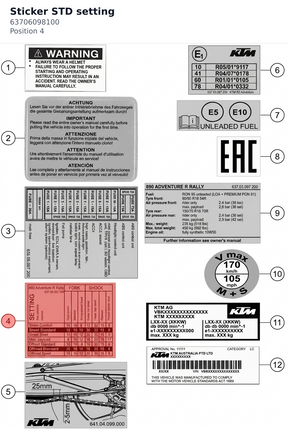 Diagram preview: Sticker STD setting (63706098100)