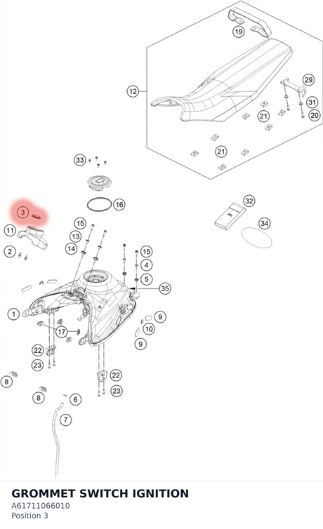 Diagram preview: GROMMET SWITCH IGNITION (A61711066010)