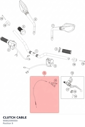 Diagram preview: CLUTCH CABLE (90802090000)