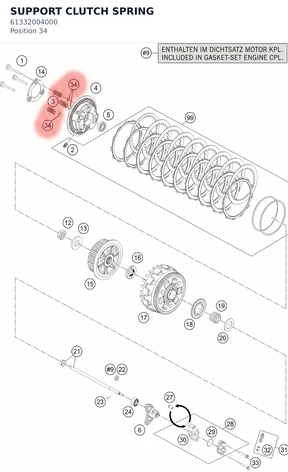 Diagram preview: SUPPORT CLUTCH SPRING (61332004000)