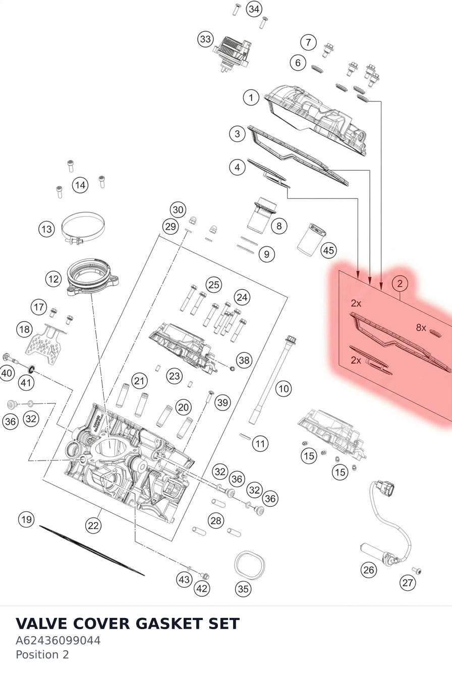 Diagram preview: VALVE COVER GASKET SET (A62436099044)