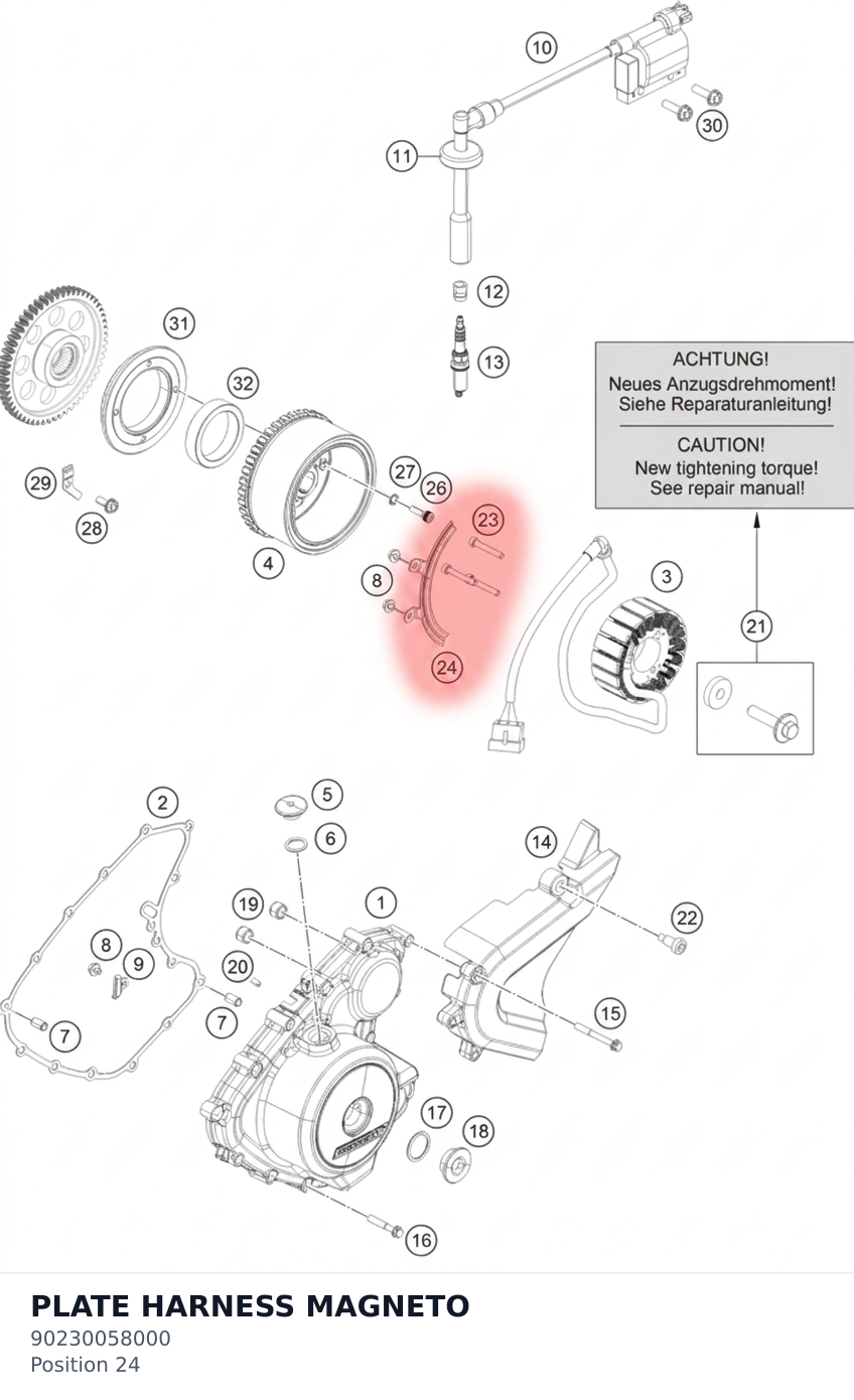 Diagram preview: PLATE HARNESS MAGNETO (90230058000)