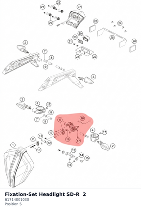 Diagram preview: Fixation-Set Headlight SD-R  2 (61714001030)