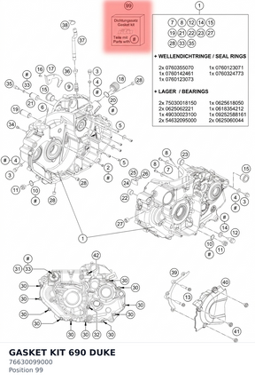 Diagram preview: GASKET KIT 690 DUKE (76630099000)