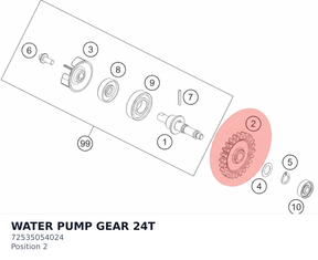 Diagram preview: WATER PUMP GEAR 24T (72535054024)