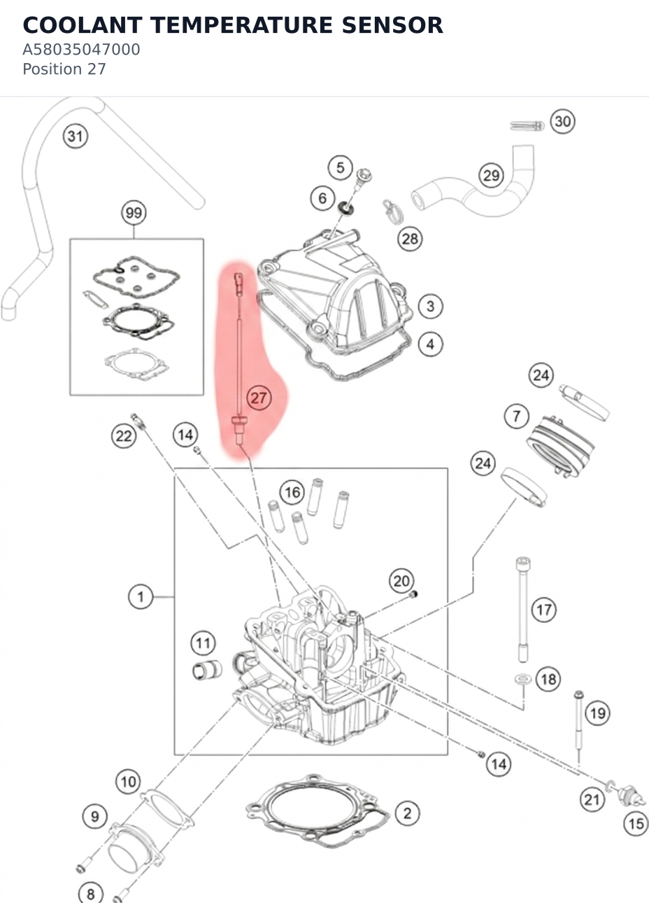 Diagram preview: COOLANT TEMPERATURE SENSOR (A58035047000)