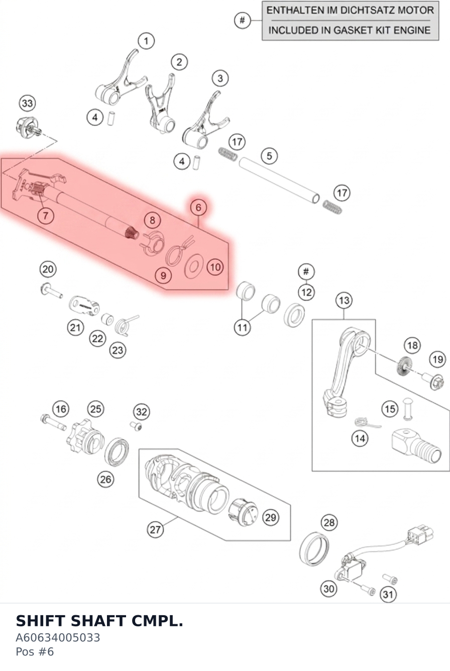 Diagram preview: SHIFT SHAFT CMPL. (A60634005033)