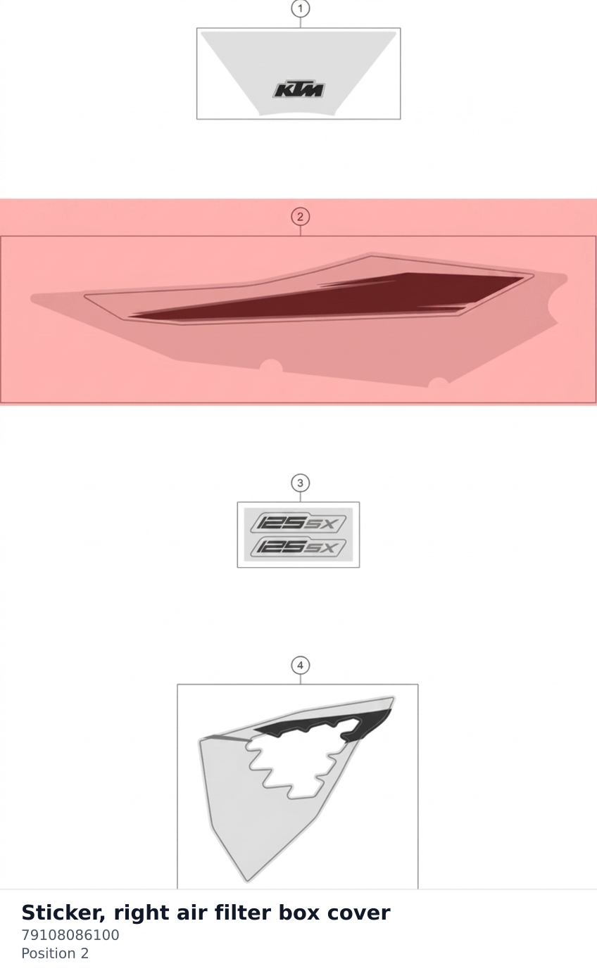 Diagram preview: Sticker, right air filter box cover (79108086100)