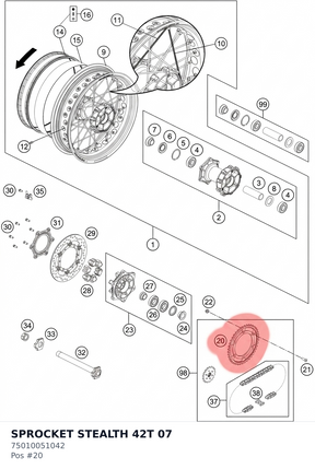 Diagram preview: SPROCKET STEALTH 42T 07 (75010051042)