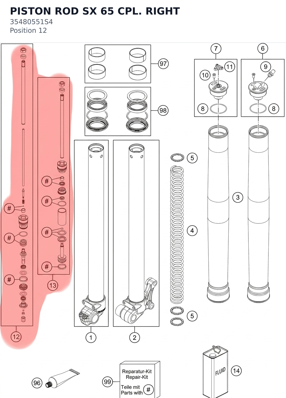 Diagram preview: PISTON ROD SX 65 CPL. RIGHT (35480551S4)