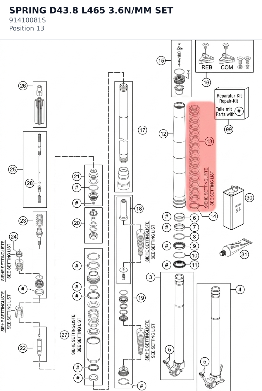 Diagram preview: SPRING D43.8 L465 3.6N/MM SET (91410081S)