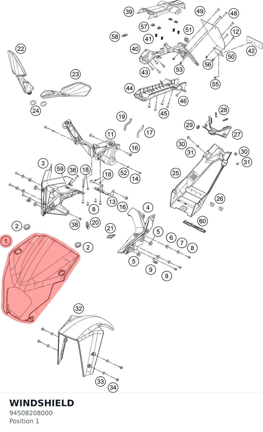 Diagram preview: WINDSHIELD (94508208000)