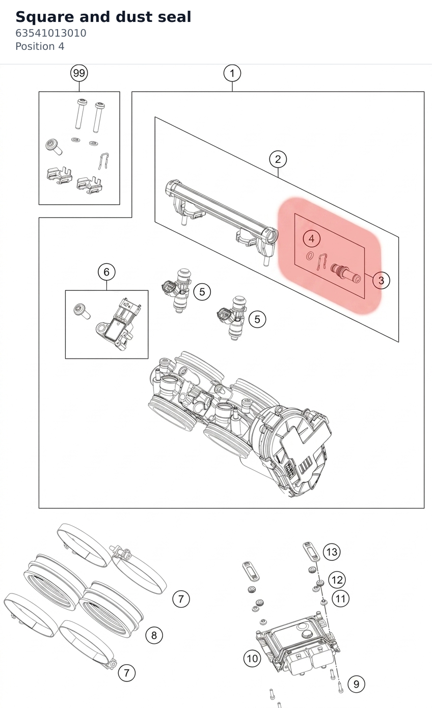 Diagram preview: Square and dust seal (63541013010)