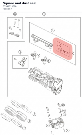 Diagram preview: Square and dust seal (63541013010)