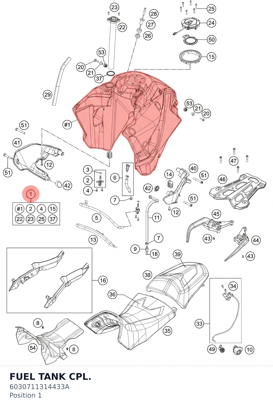 Diagram preview: FUEL TANK CPL. (6030711314433A)