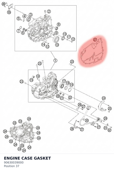 Diagram preview: ENGINE CASE GASKET (90630039000)