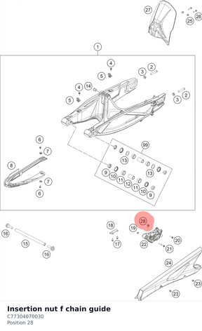 Diagram preview: Insertion nut f chain guide (C77304070030)