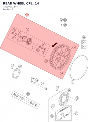 Diagram preview: REAR WHEEL CPL.             14 (72010001244)