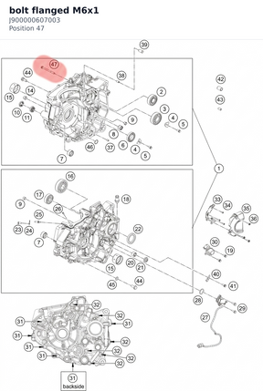 Diagram preview: bolt flanged M6x1 (J900000607003)