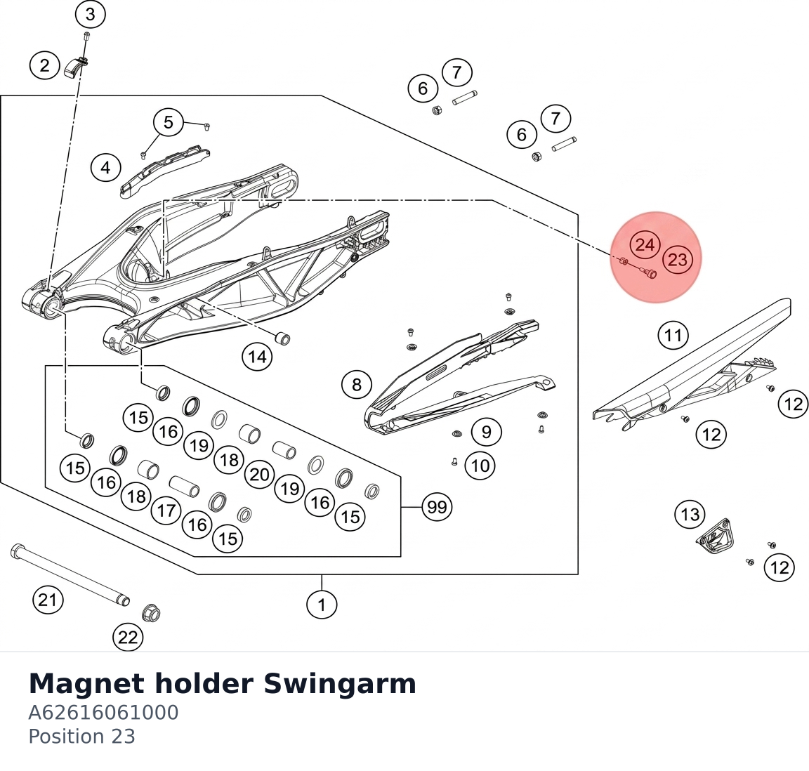Diagram preview: Magnet holder Swingarm (A62616061000)