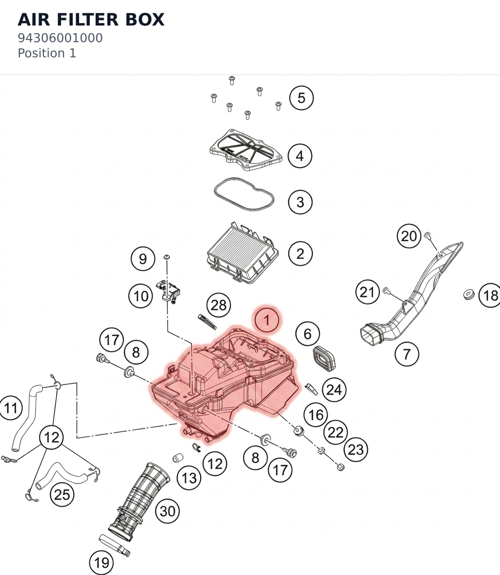 Diagram preview: AIR FILTER BOX (94306001000)