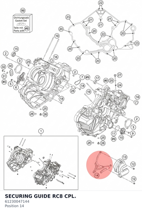 Diagram preview: SECURING GUIDE RC8 CPL. (61230047144)