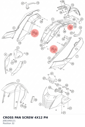 Diagram preview: CROSS PAN SCREW 4X12 PH (J081040121)
