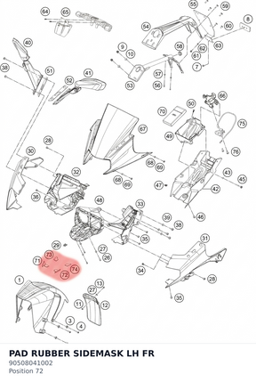 Diagram preview: PAD RUBBER SIDEMASK LH FR (90508041002)