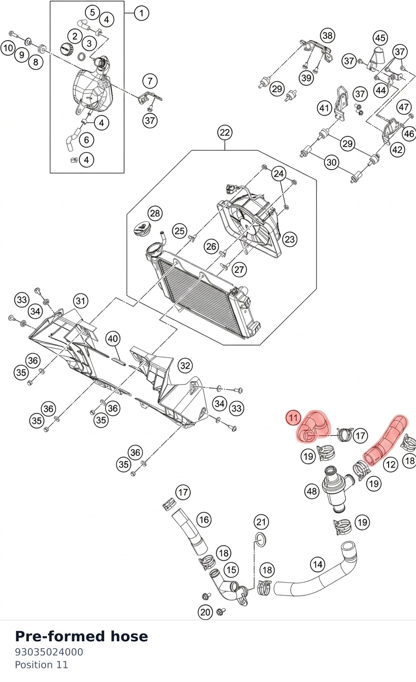 Diagram preview: Pre-formed hose (93035024000)