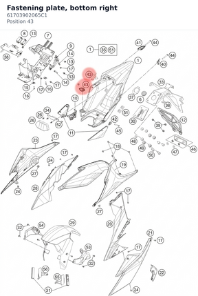 Diagram preview: Fastening plate, bottom right (61703902065C1)
