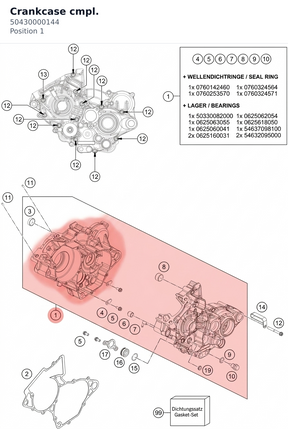 Diagram preview: Crankcase cmpl. (50430000144)