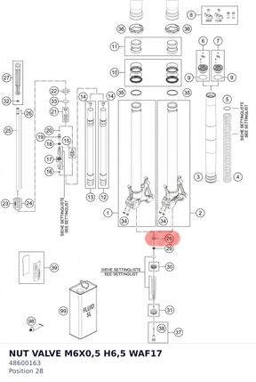 Diagram preview: NUT VALVE M6X0,5 H6,5 WAF17 (48600163)